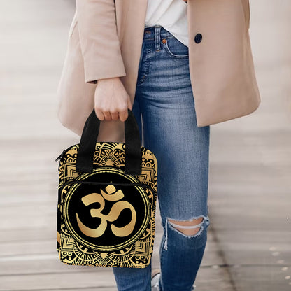 Gold Om Mandala Print Bible Tote Bag
