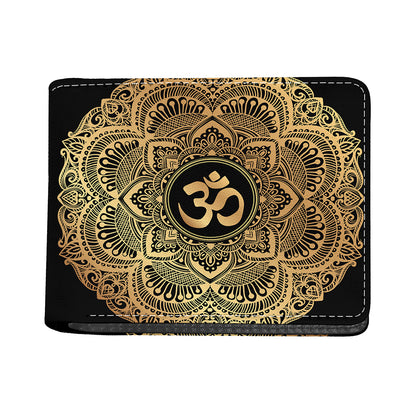 Gold Om Mandala Print Bifold Wallet