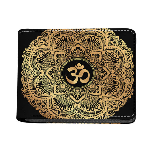 Gold Om Mandala Print Bifold Wallet