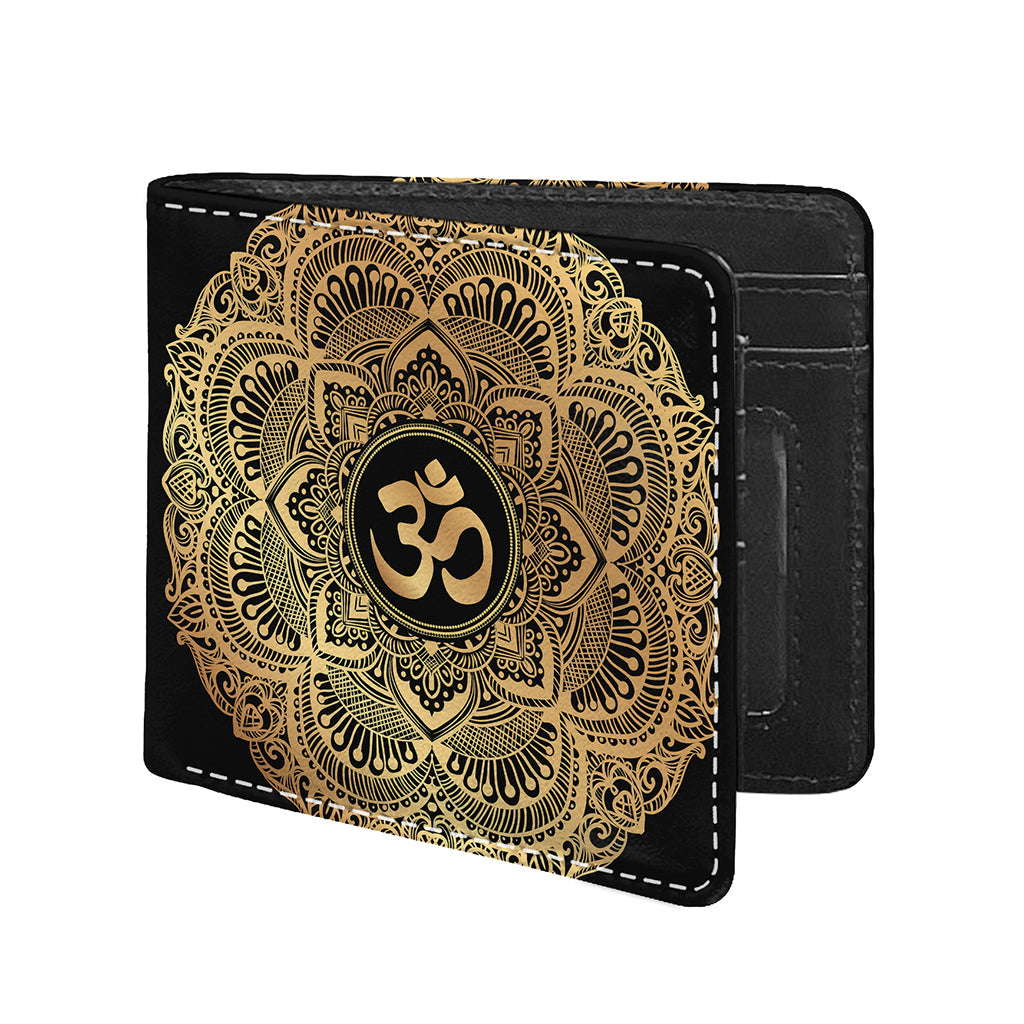 Gold Om Mandala Print Bifold Wallet