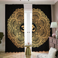 Gold Om Mandala Print Dimout Pencil Pleat Curtains