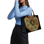Gold Om Mandala Print Canvas Tote Bag