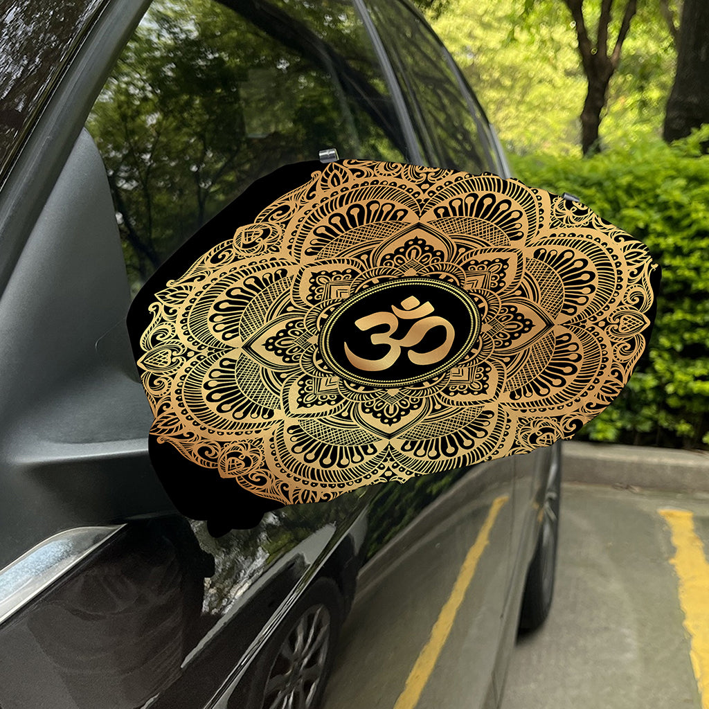 Gold Om Mandala Print Car Side Mirror Covers