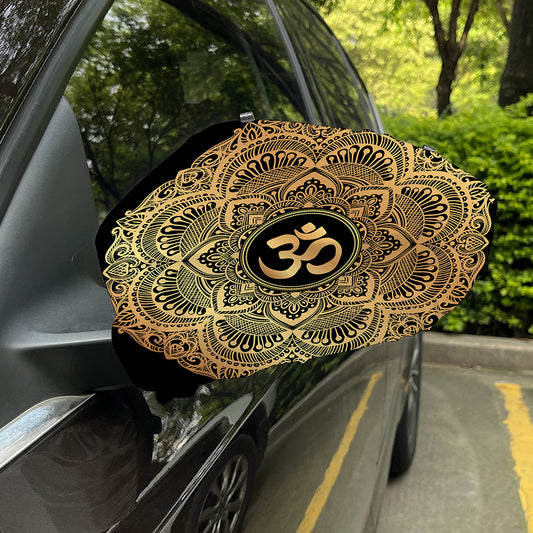 Gold Om Mandala Print Car Side Mirror Covers