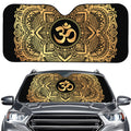 Gold Om Mandala Print Car Windshield Sun Shade