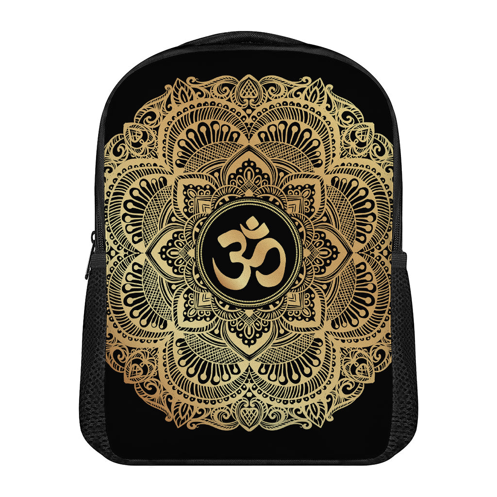 Gold Om Mandala Print Casual Backpack