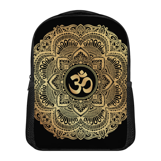 Gold Om Mandala Print Casual Backpack