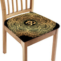 Gold Om Mandala Print Chair Cushion Cover