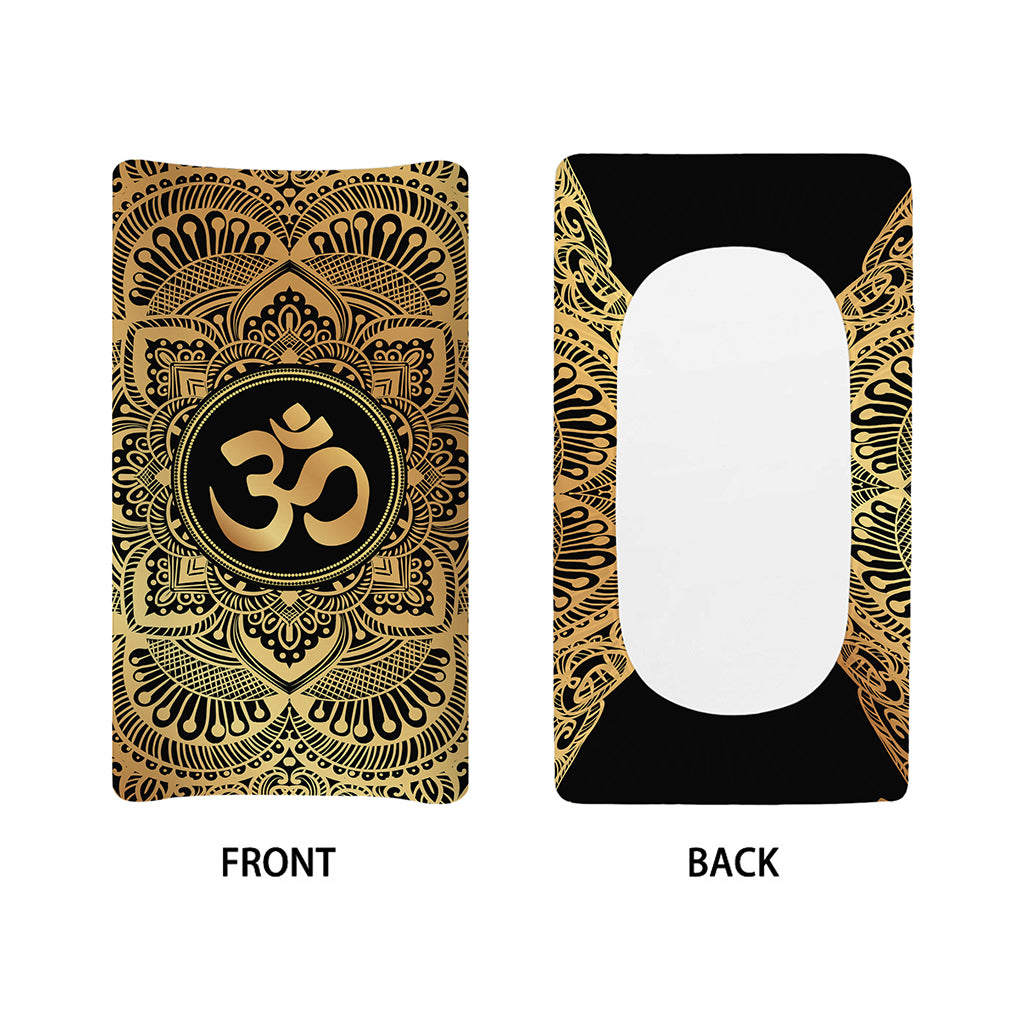 Gold Om Mandala Print Changing Pad Cover