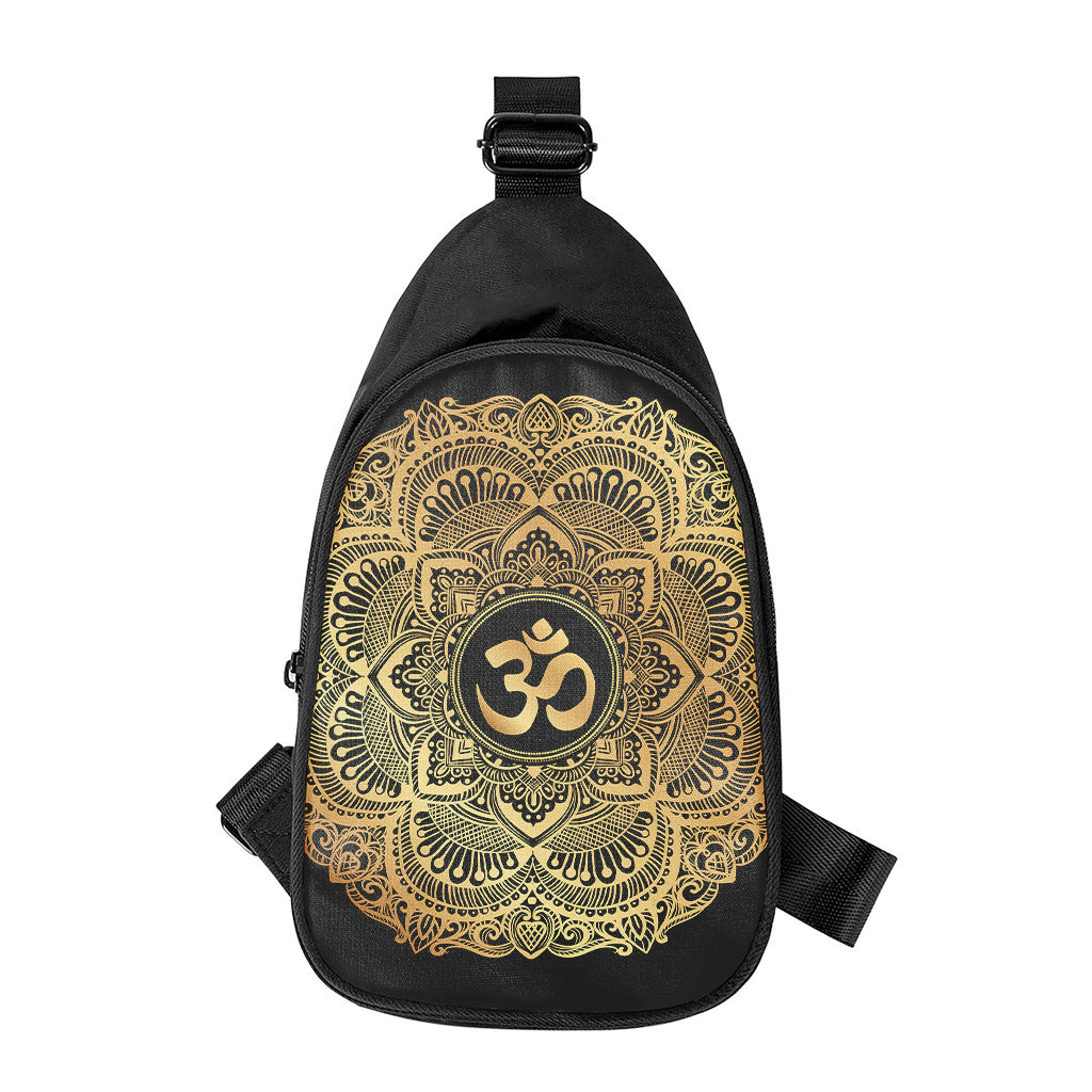 Gold Om Mandala Print Chest Bag