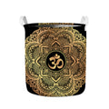 Gold Om Mandala Print Collapsible Laundry Basket