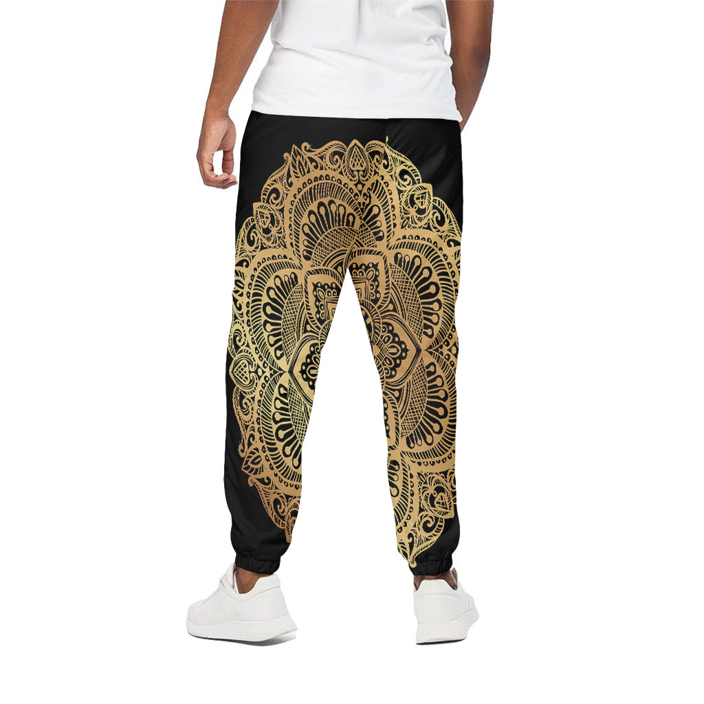 Gold Om Mandala Print Cotton Pants