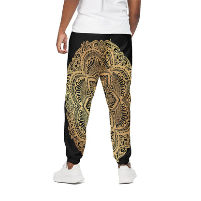 Gold Om Mandala Print Cotton Pants