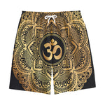 Gold Om Mandala Print Cotton Shorts