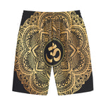Gold Om Mandala Print Cotton Shorts