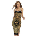 Gold Om Mandala Print Cross Back Cami Dress