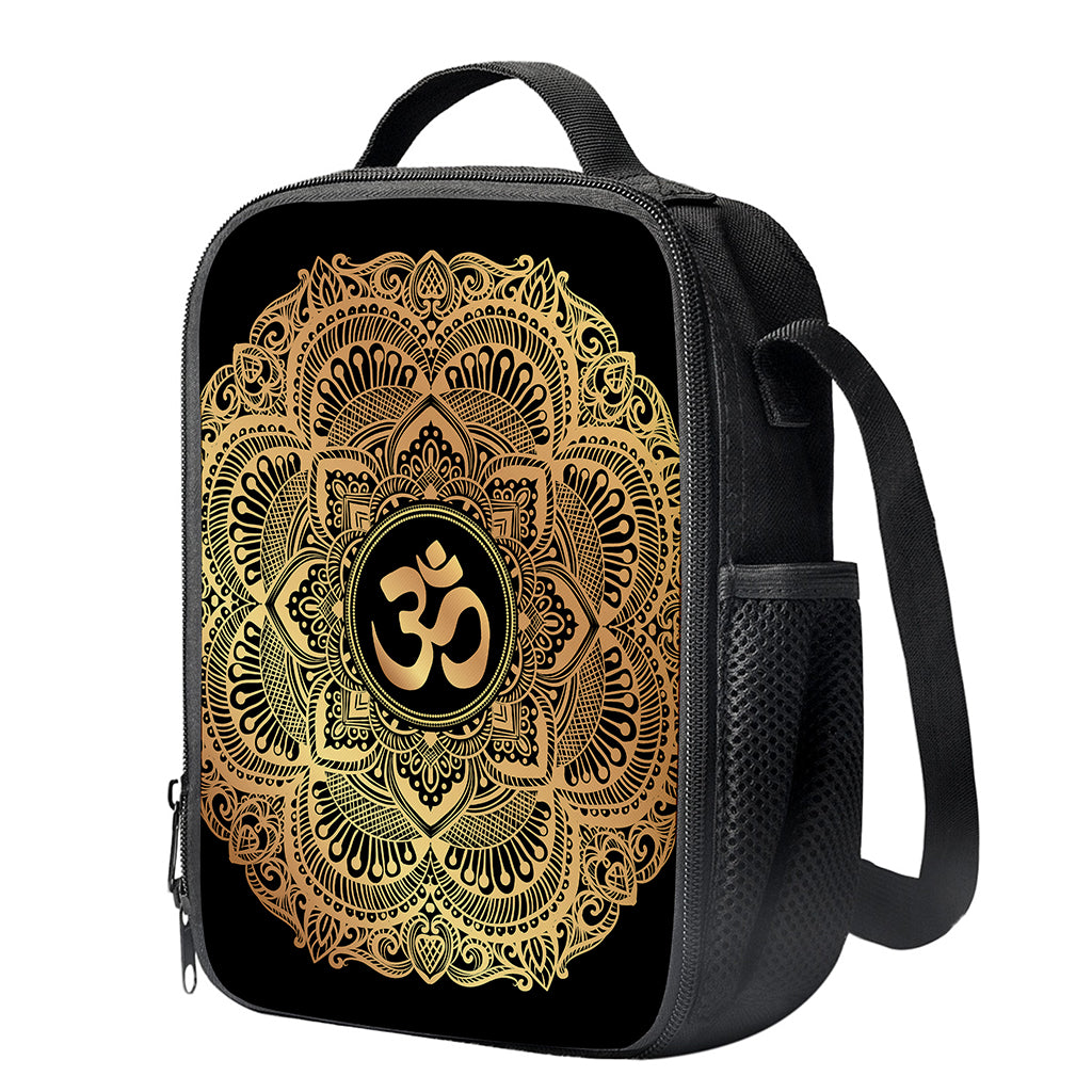 Gold Om Mandala Print Crossbody Lunch Bag