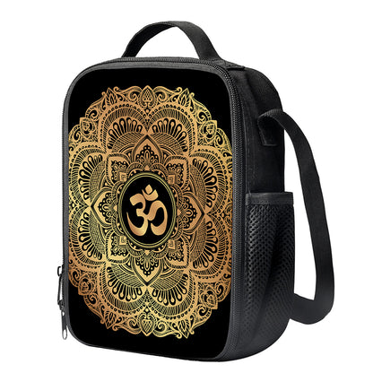 Gold Om Mandala Print Crossbody Lunch Bag
