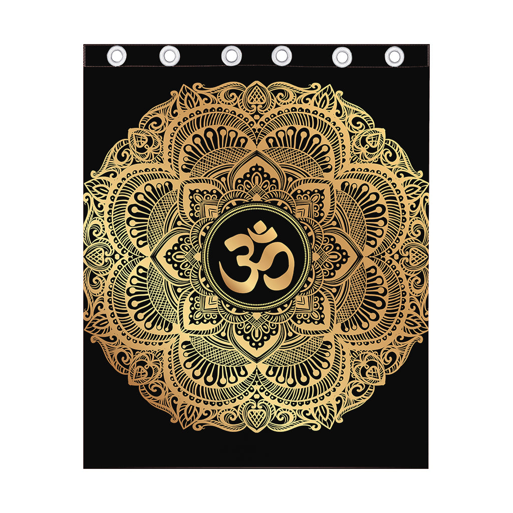Gold Om Mandala Print Curtain
