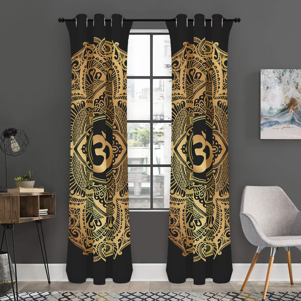 Gold Om Mandala Print Curtain
