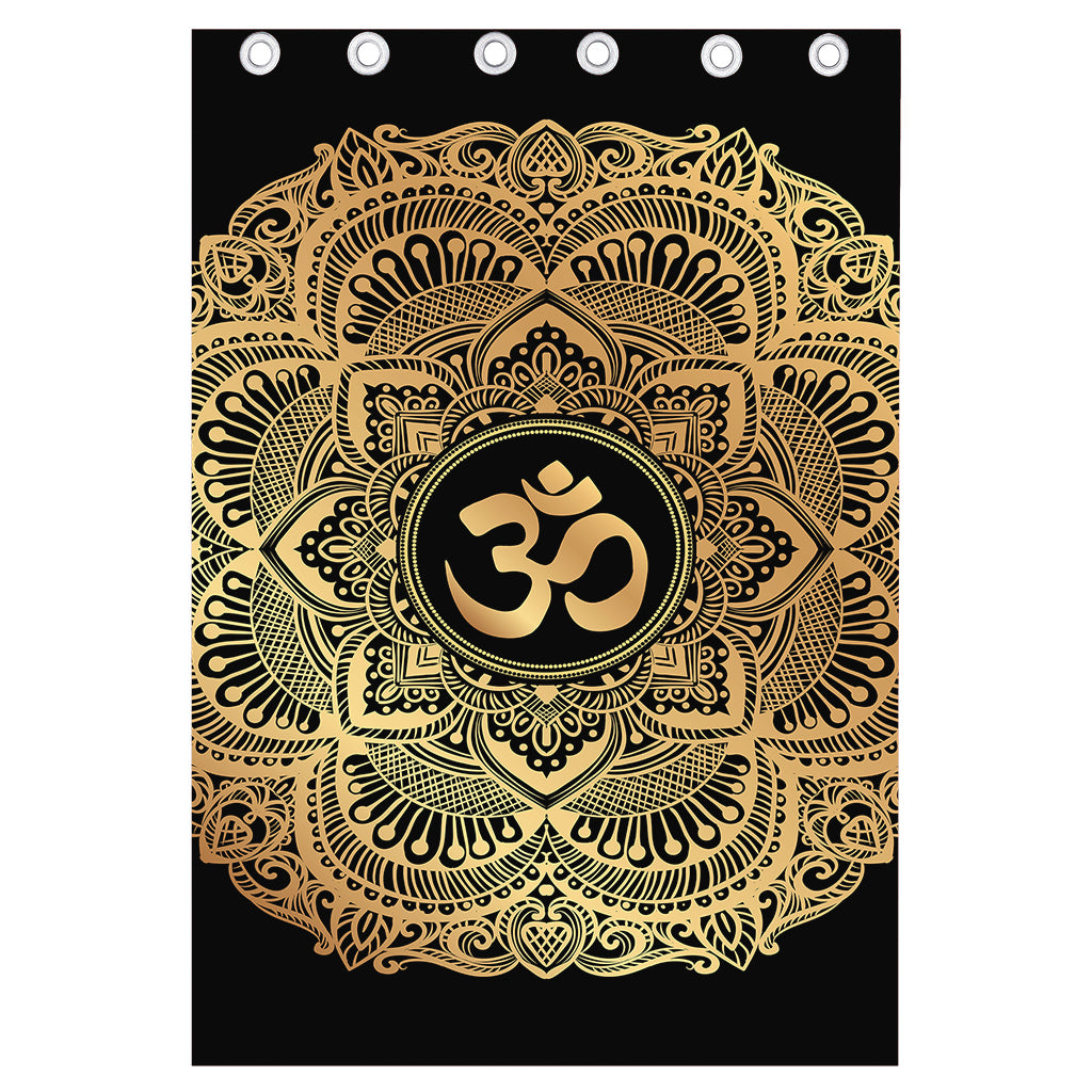 Gold Om Mandala Print Curtain