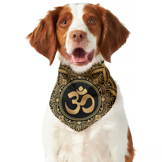 Gold Om Mandala Print Dog Bandana