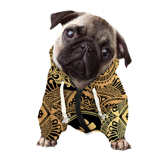 Gold Om Mandala Print Dog Zip Up Hoodie