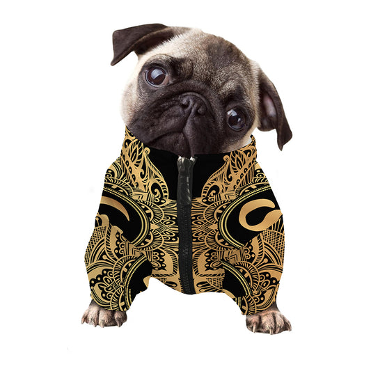 Gold Om Mandala Print Dog Zip Up Jacket