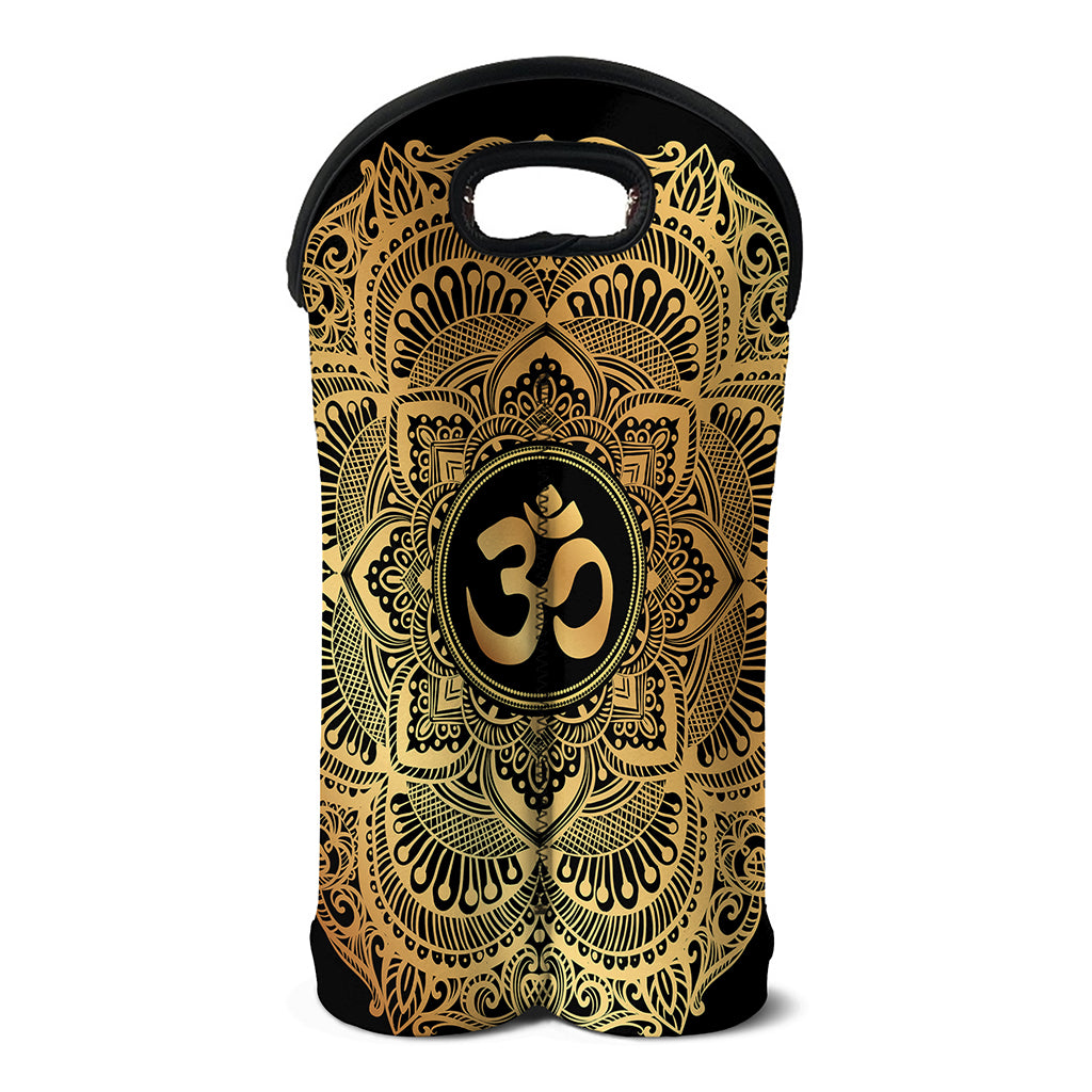 Gold Om Mandala Print Double Neoprene Wine Tote