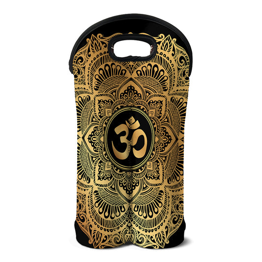 Gold Om Mandala Print Double Neoprene Wine Tote