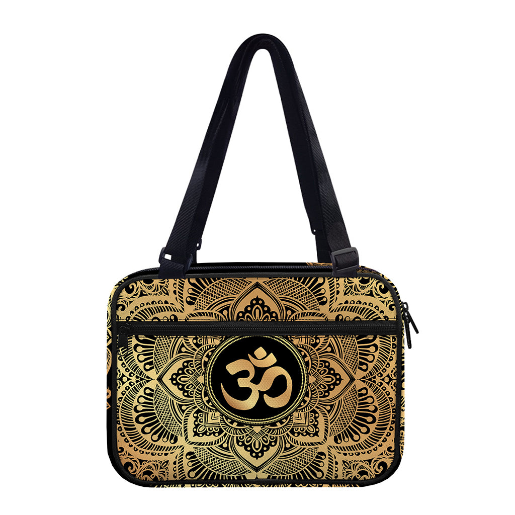 Gold Om Mandala Print Double Strap Bible Bag
