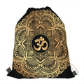 Gold Om Mandala Print Drawstring Bag