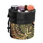 Gold Om Mandala Print Drawstring Makeup Bag