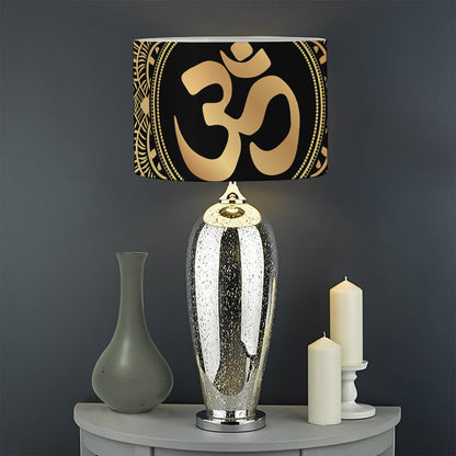 Gold Om Mandala Print Drum Lamp Shade