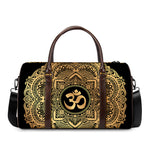 Gold Om Mandala Print Duffle Bag