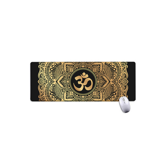 Gold Om Mandala Print Extended Mouse Pad