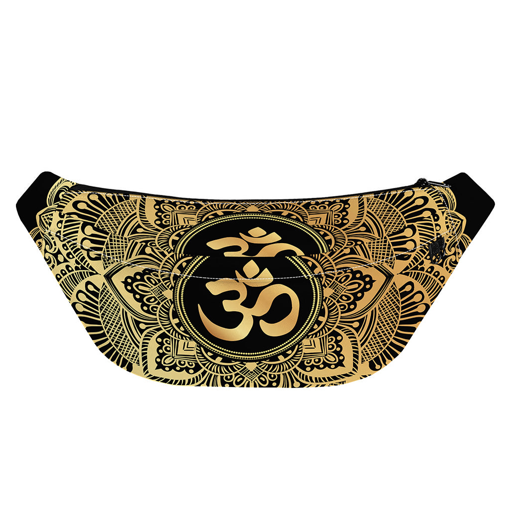 Gold Om Mandala Print Fanny Pack