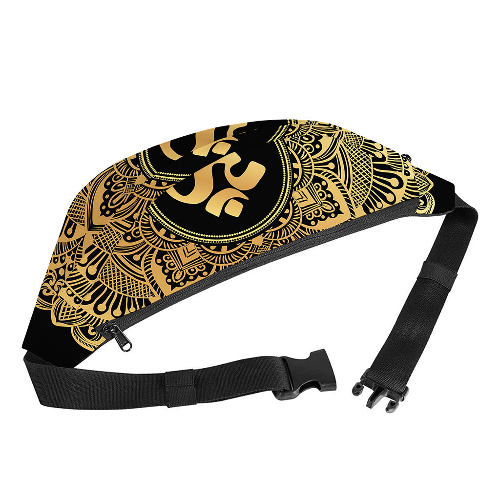 Gold Om Mandala Print Fanny Pack