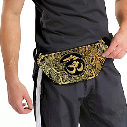 Gold Om Mandala Print Fanny Pack