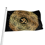 Gold Om Mandala Print Flag