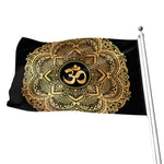 Gold Om Mandala Print Flag