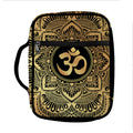 Gold Om Mandala Print Front Pocket Bible Bag