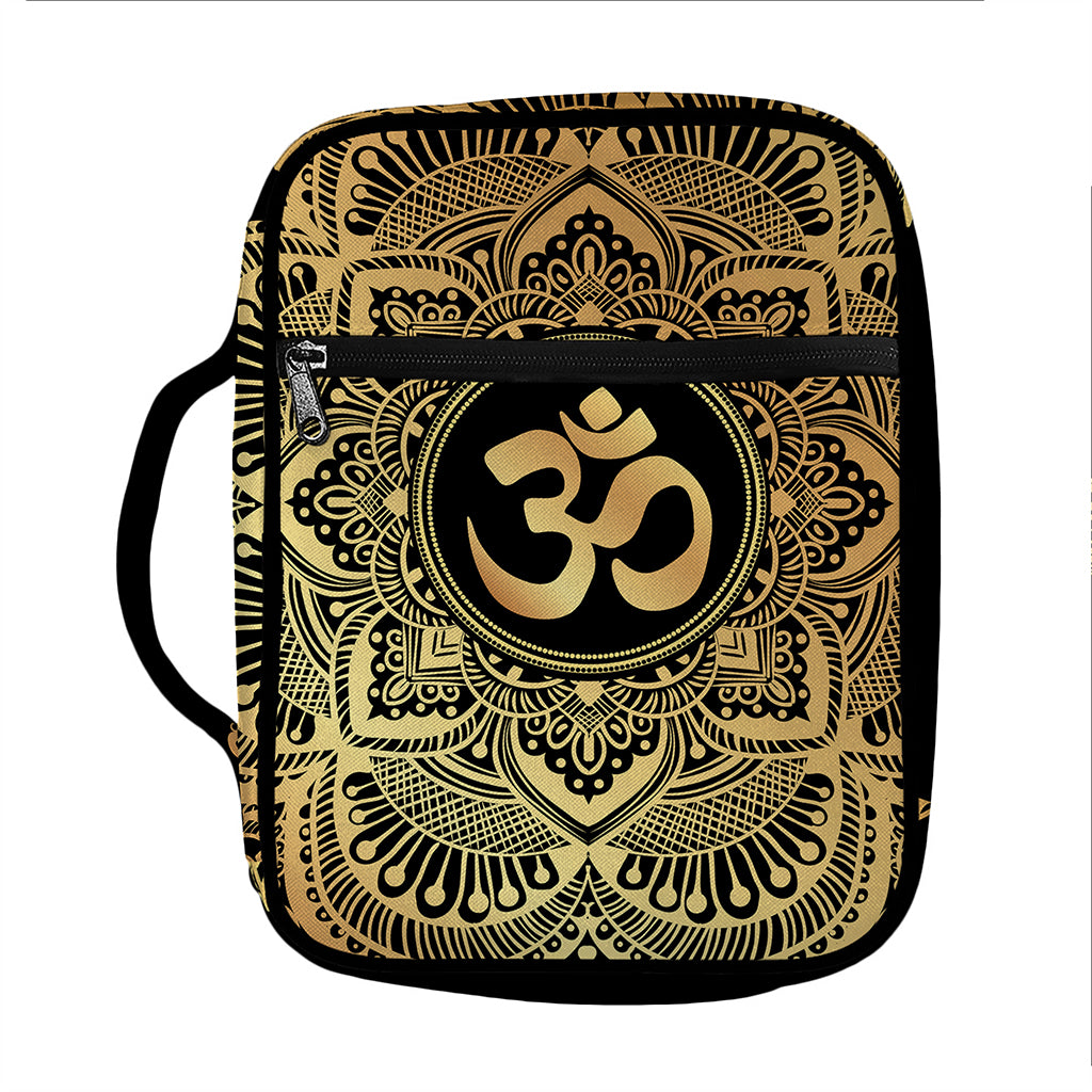 Gold Om Mandala Print Front Pocket Bible Bag