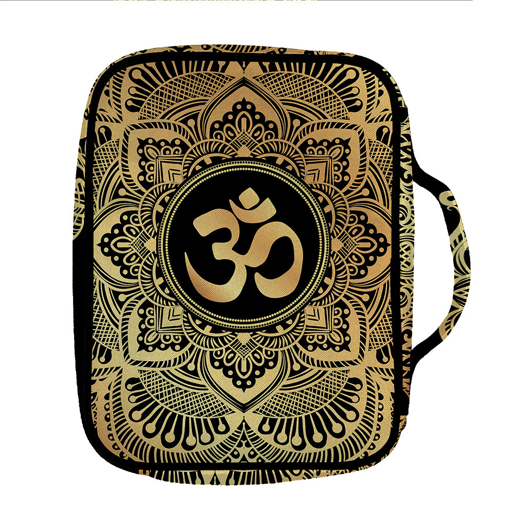 Gold Om Mandala Print Front Pocket Bible Bag