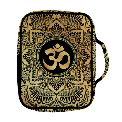 Gold Om Mandala Print Front Pocket Bible Bag