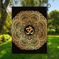 Gold Om Mandala Print Garden Flag