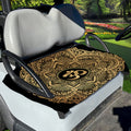 Gold Om Mandala Print Golf Cart Seat Cover