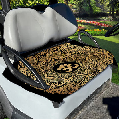 Gold Om Mandala Print Golf Cart Seat Cover