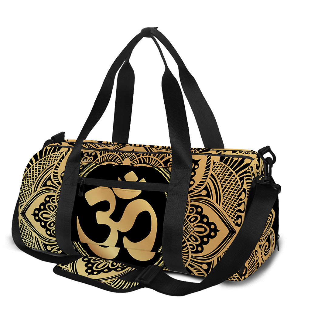 Gold Om Mandala Print Gym Bag