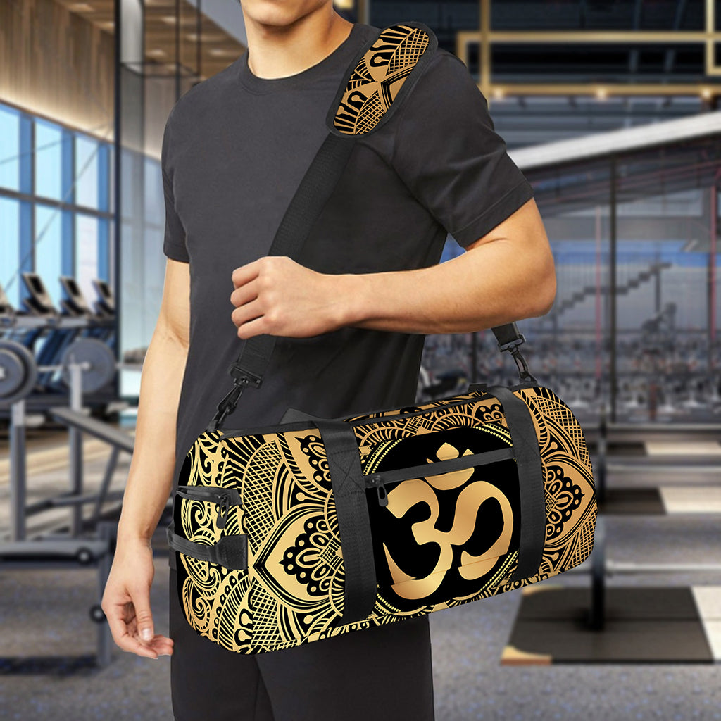 Gold Om Mandala Print Gym Bag